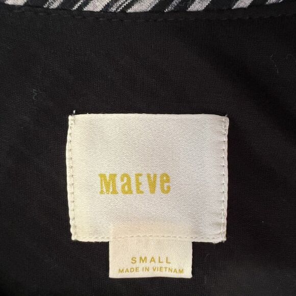 Maeve Anthropologie Salsola Hi-Lo Striped Side Tied Dress Small Black Cream - Picture 4 of 12